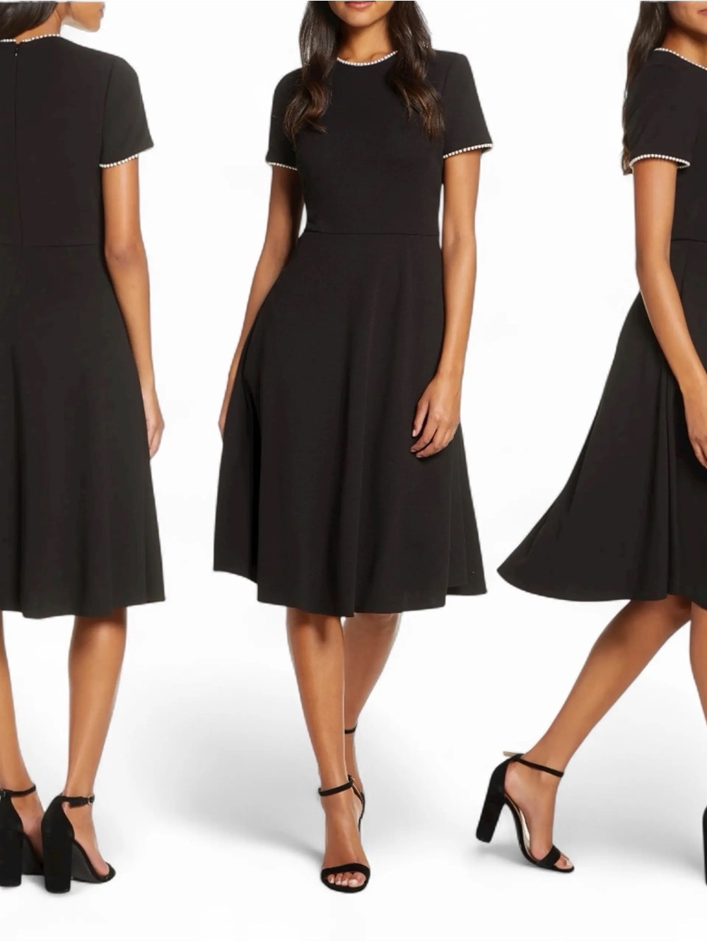 Gal Meets Glam Victoria Pearly Black Pearl Trim Midi Dress Size 4 NWOT - Picture 10 of 10
